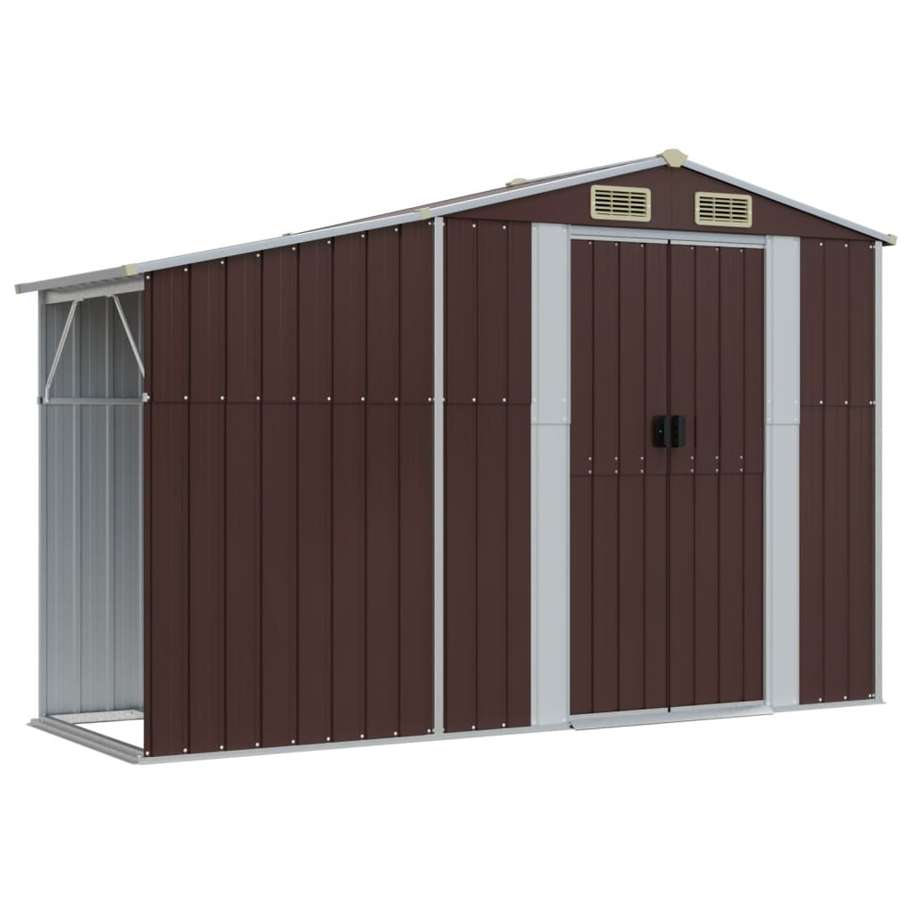 Vidaxl hangar de jardin 277x93x179 cm brun en acier galvanisé