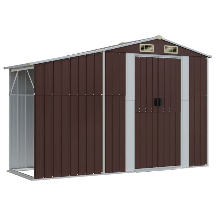 Vidaxl hangar de jardin 277x93x179 cm brun en acier galvanisé