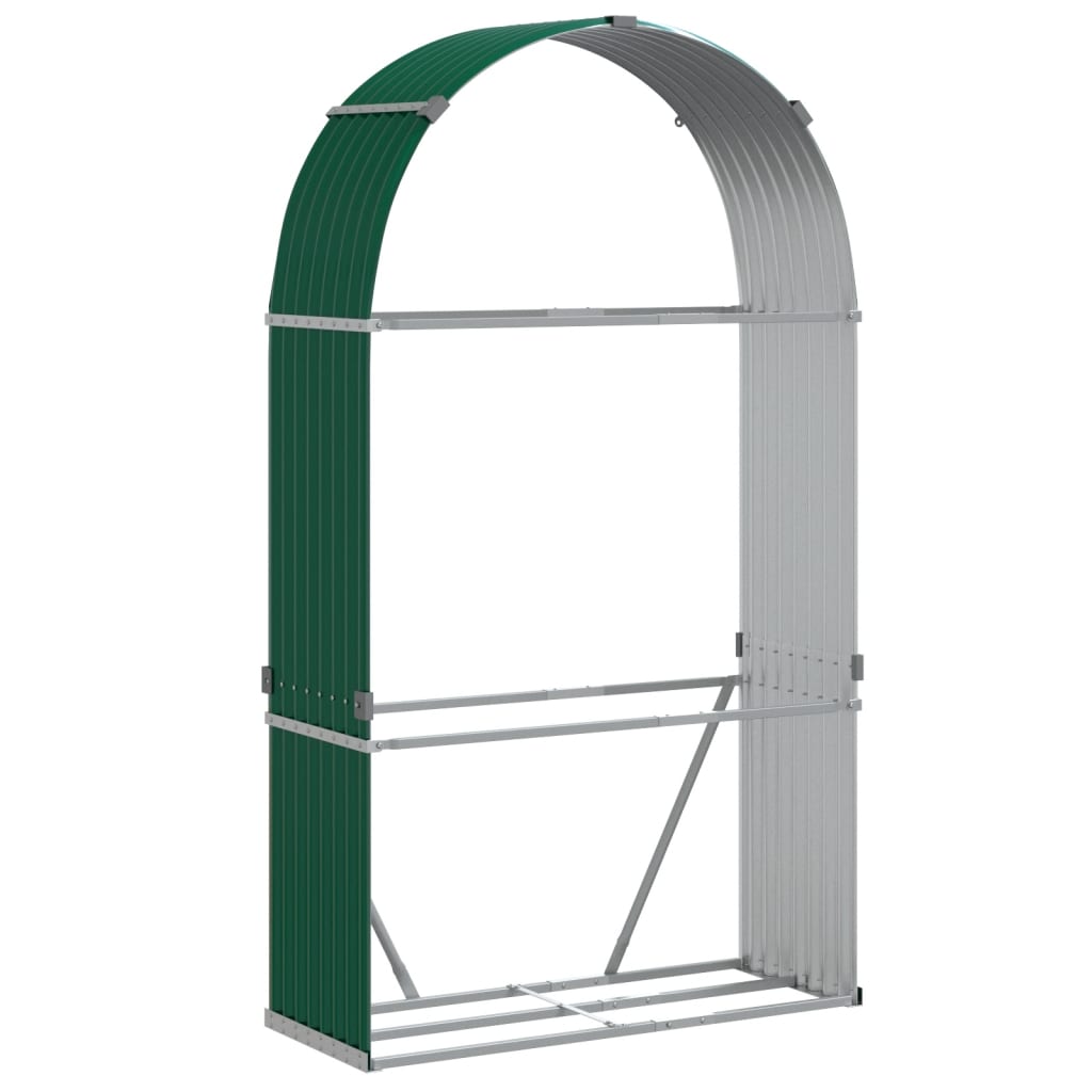Vidaxl Strange de bois de chauffage 120x45x210 cm en acier galvanisé vert
