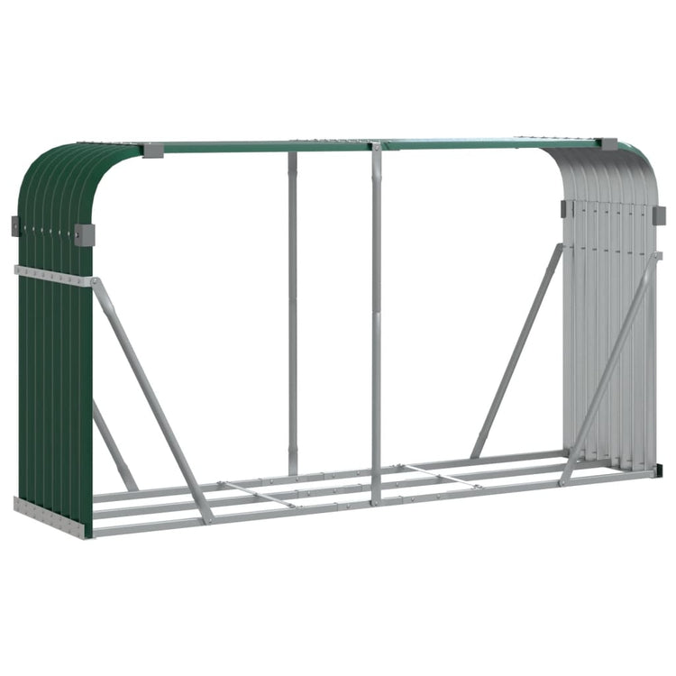 Vidaxl Strangement de bois de chauffage 180x45x100 cm en acier galvanisé vert