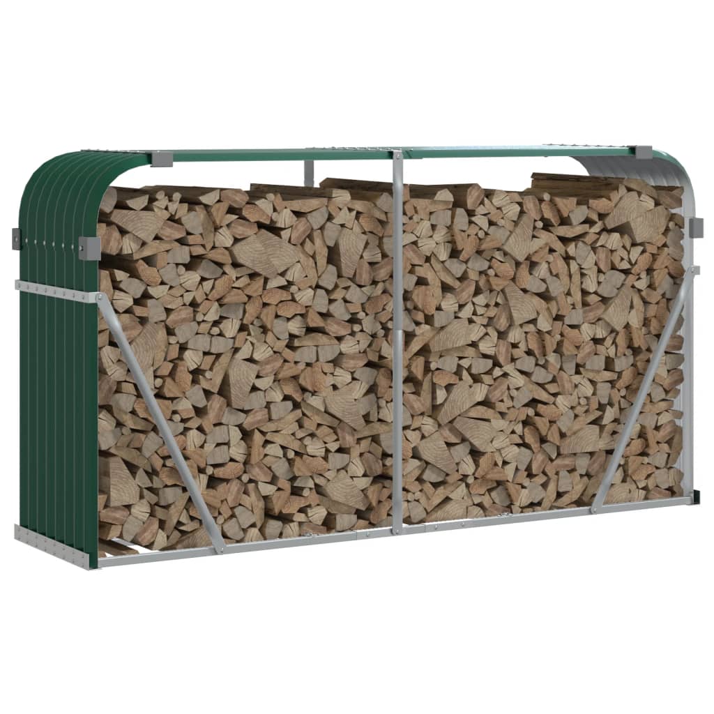 Vidaxl Strangement de bois de chauffage 180x45x100 cm en acier galvanisé vert