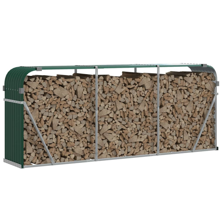 Stockage de bois de chauffage Vidaxl 234x45x100 cm en acier galvanisé vert