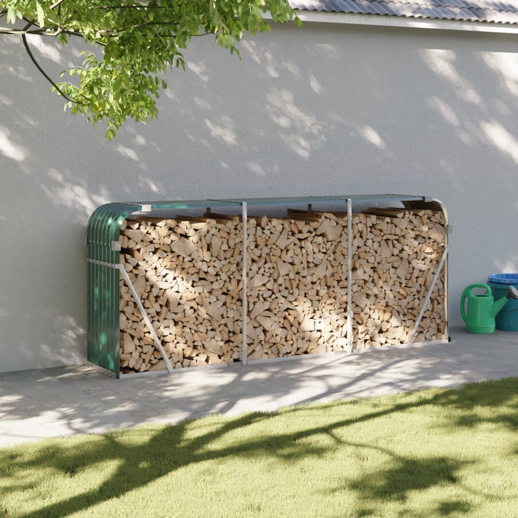 Stockage de bois de chauffage Vidaxl 234x45x100 cm en acier galvanisé vert