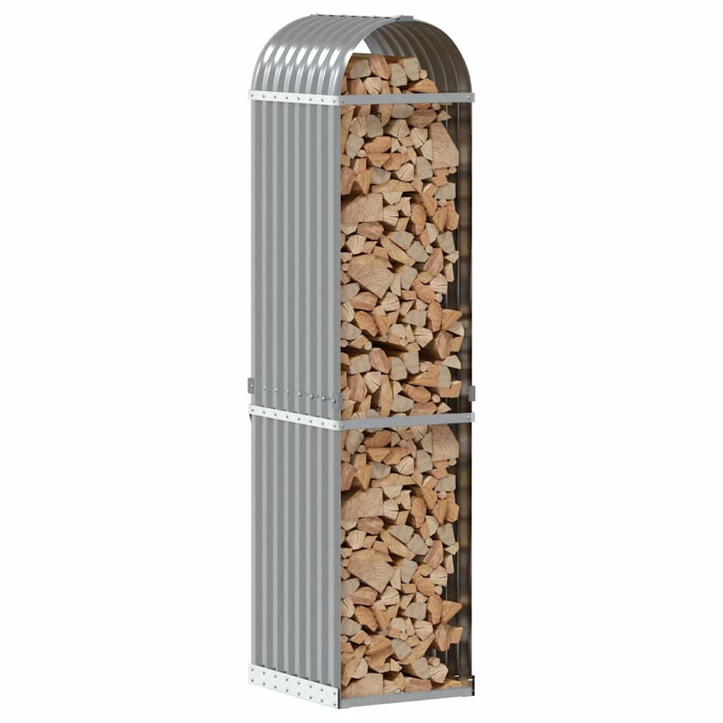 Stockage de bois de chauffage Vidaxl 40x45x170 cm Gray clair en acier galvanisé