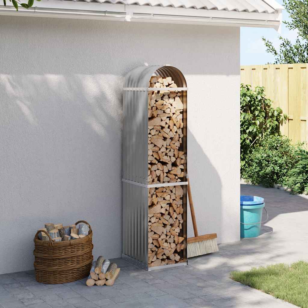 Stockage de bois de chauffage Vidaxl 40x45x170 cm Gray clair en acier galvanisé