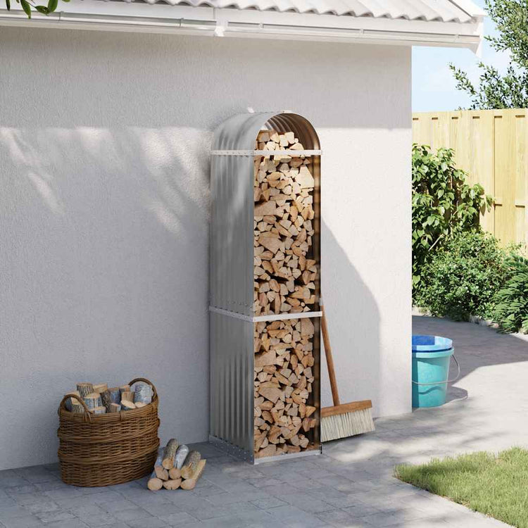 Stockage de bois de chauffage Vidaxl 40x45x170 cm Gray clair en acier galvanisé