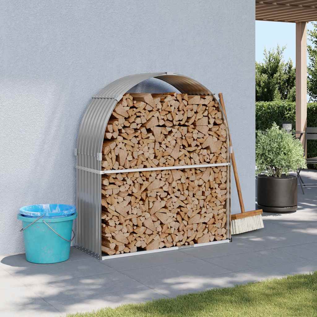 Stockage de bois de chauffage Vidaxl 120x45x140 cm Gray clair en acier galvanisé