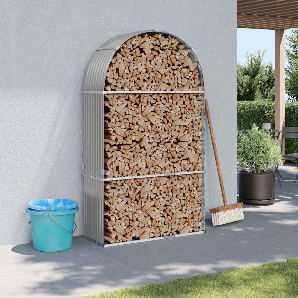 Stockage de bois de chauffage Vidaxl 120x45x210 cm Gray clair en acier galvanisé