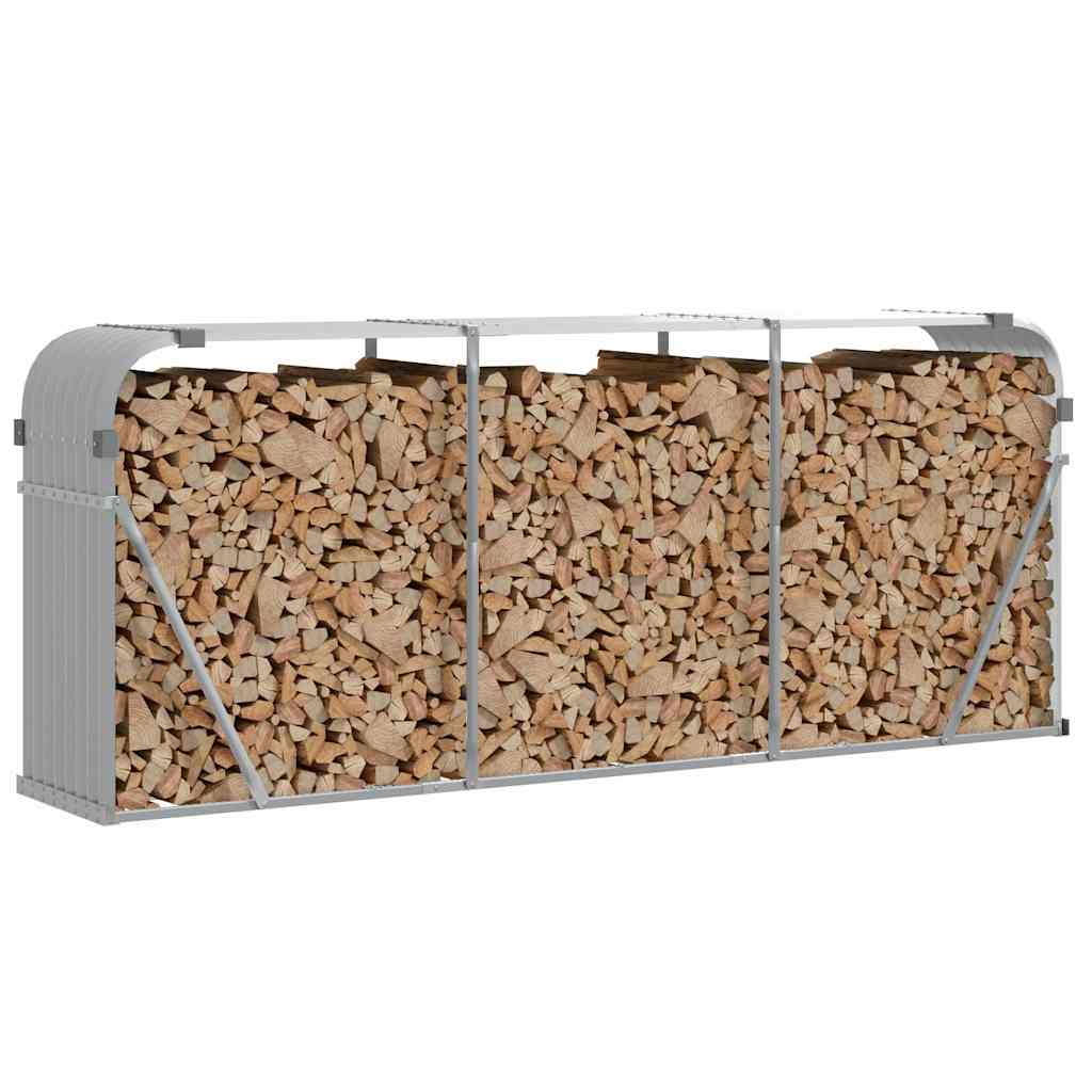 Stockage de bois de chauffage Vidaxl 234x45x100 cm Gray clair en acier galvanisé