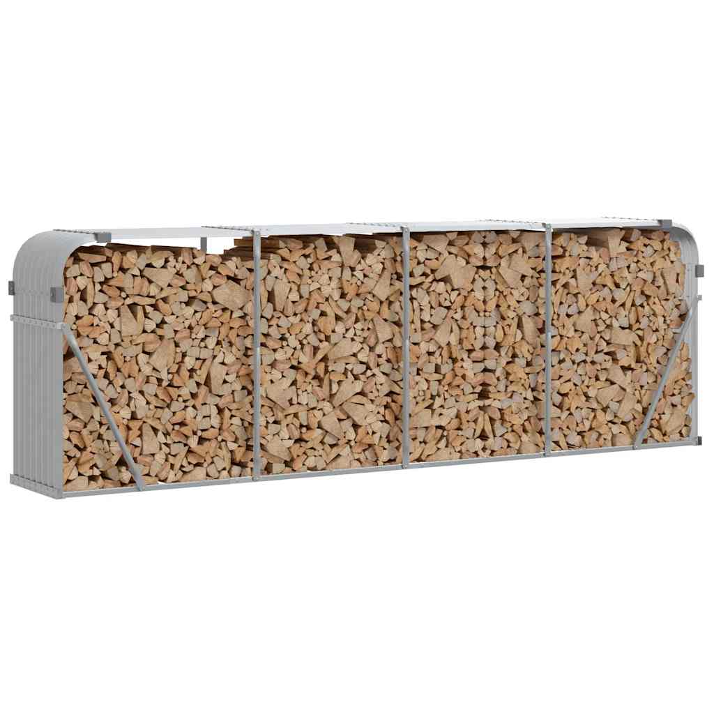 Stockage de bois de chauffage Vidaxl 300x45x100 cm Gray clair en acier galvanisé