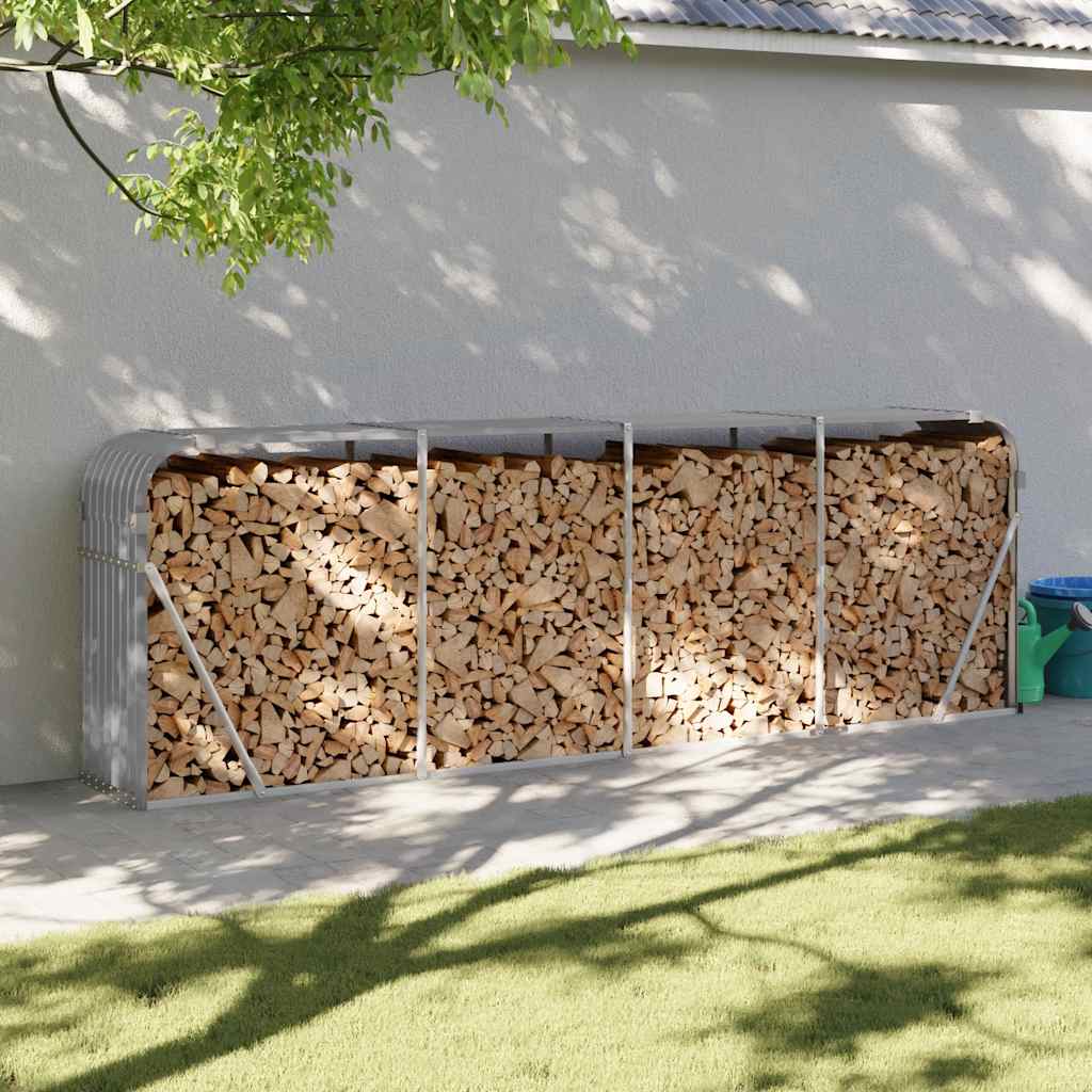 Stockage de bois de chauffage Vidaxl 300x45x100 cm Gray clair en acier galvanisé