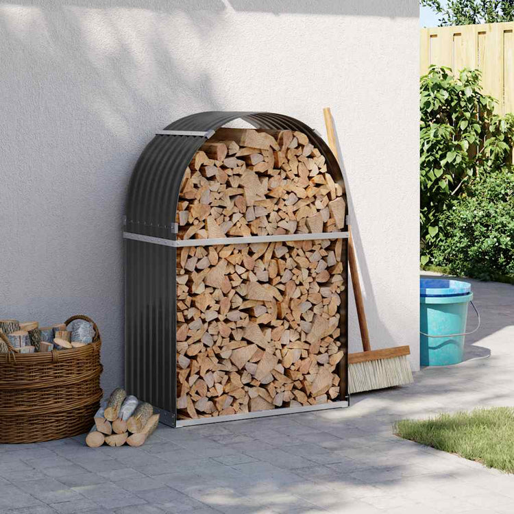 Stockage de bois de chauffage vidaxl 80x45x120 cm anthracite en acier galvanisé