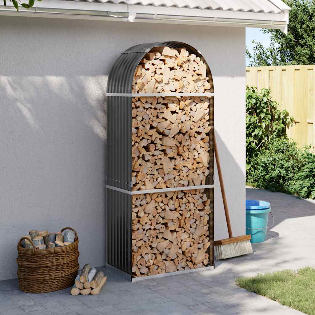 Stockage de bois de chauffage vidaxl 80x45x190 cm anthracite en acier galvanisé