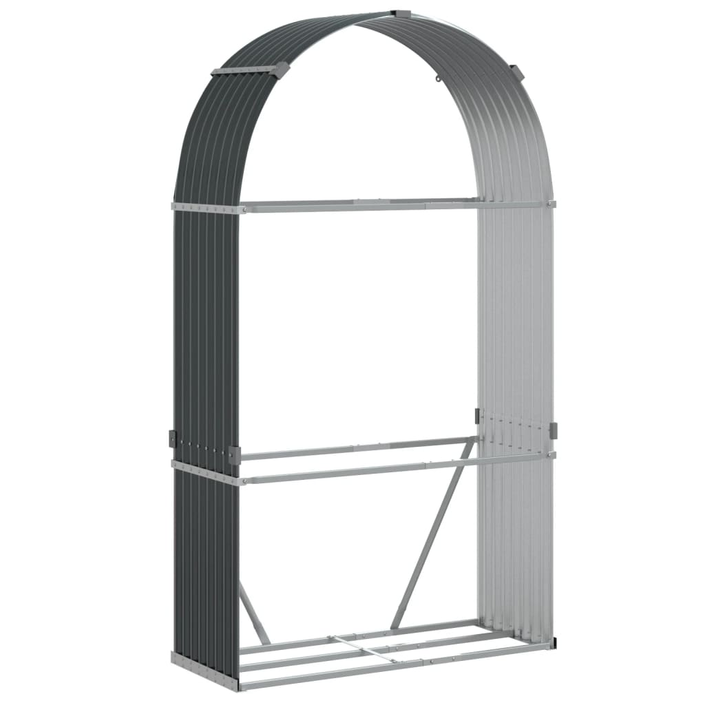 Stockage de bois de chauffage Vidaxl 120x45x210 cm anthracite en acier galvanisé