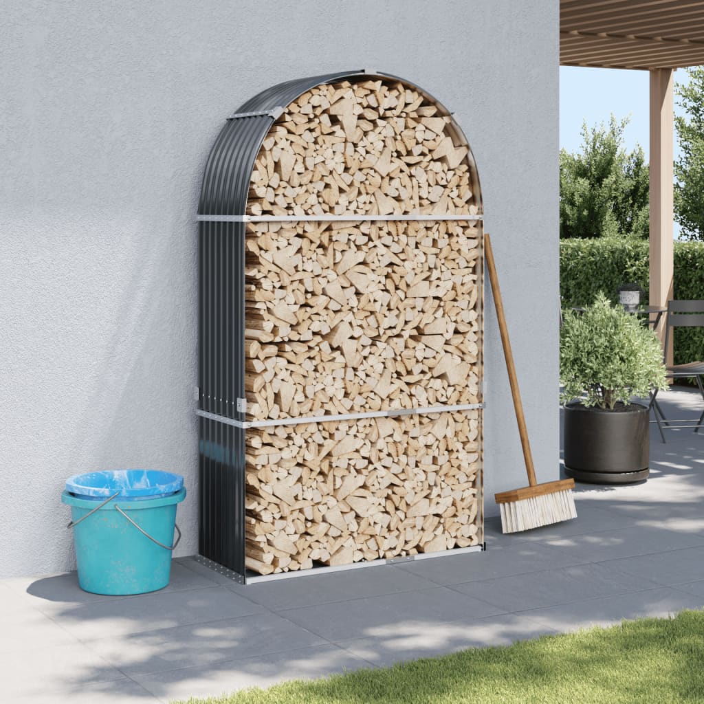 Stockage de bois de chauffage Vidaxl 120x45x210 cm anthracite en acier galvanisé