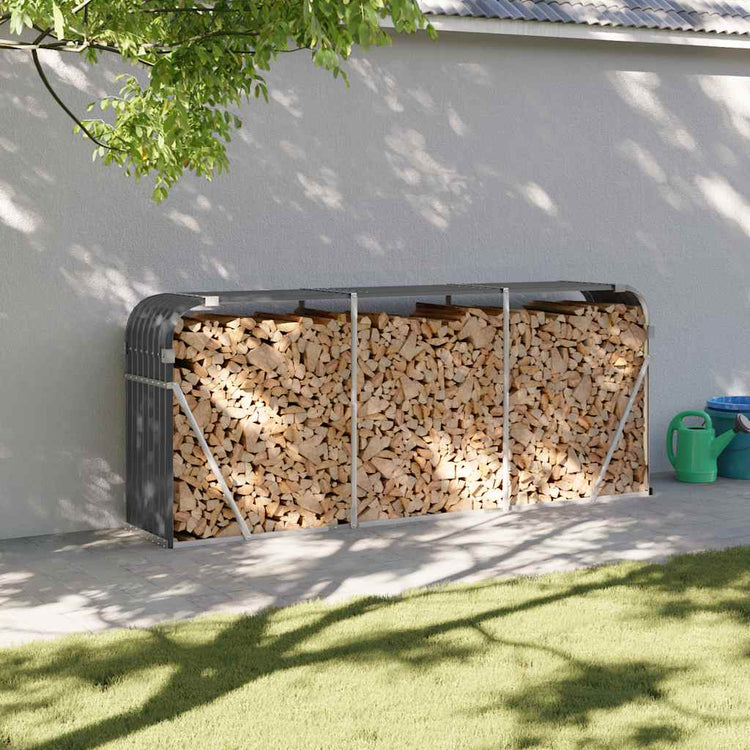 Stockage de bois de chauffage vidaxl 234x45x100 cm anthracite en acier galvanisé