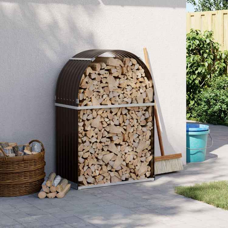 Stockage de bois de chauffage Vidaxl 80x45x120 cm Brown en acier galvanisé