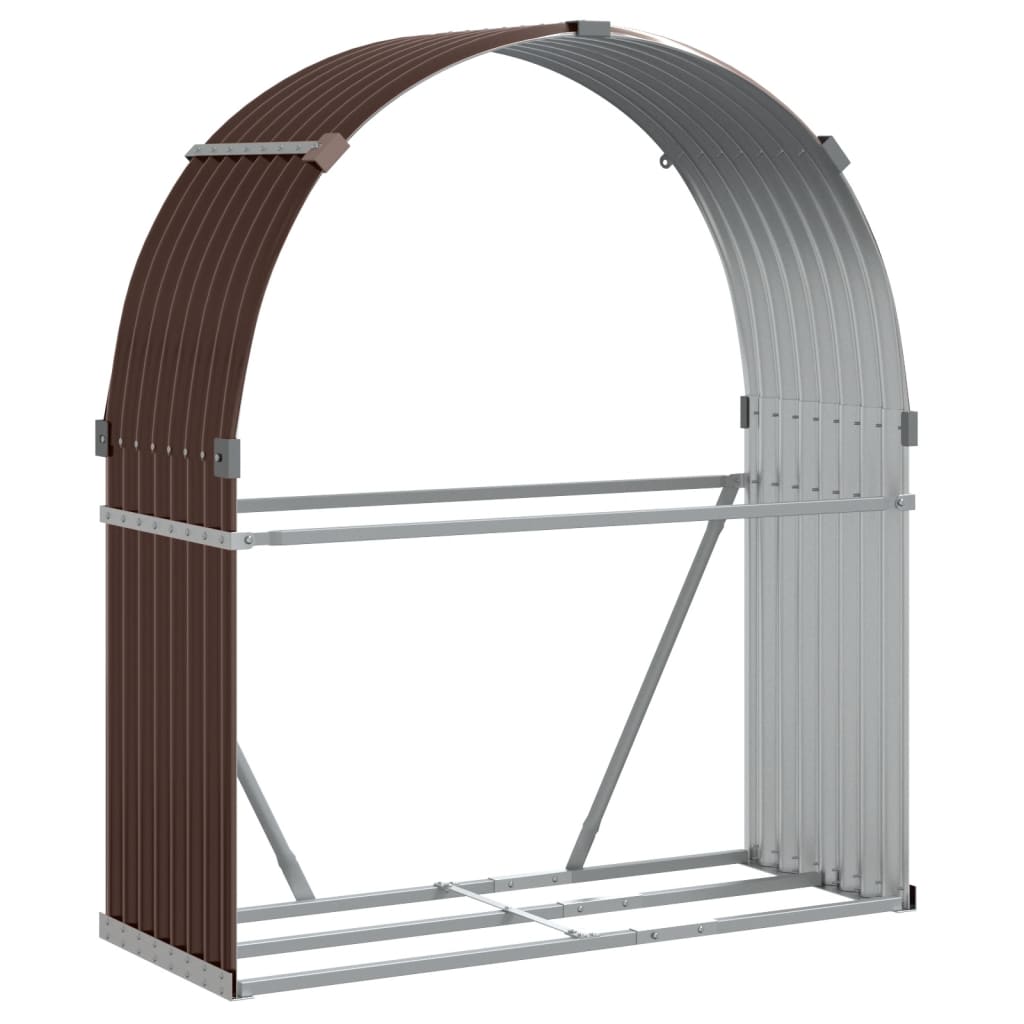 Stockage de bois de chauffage Vidaxl 120x45x140 cm Brun en acier galvanisé