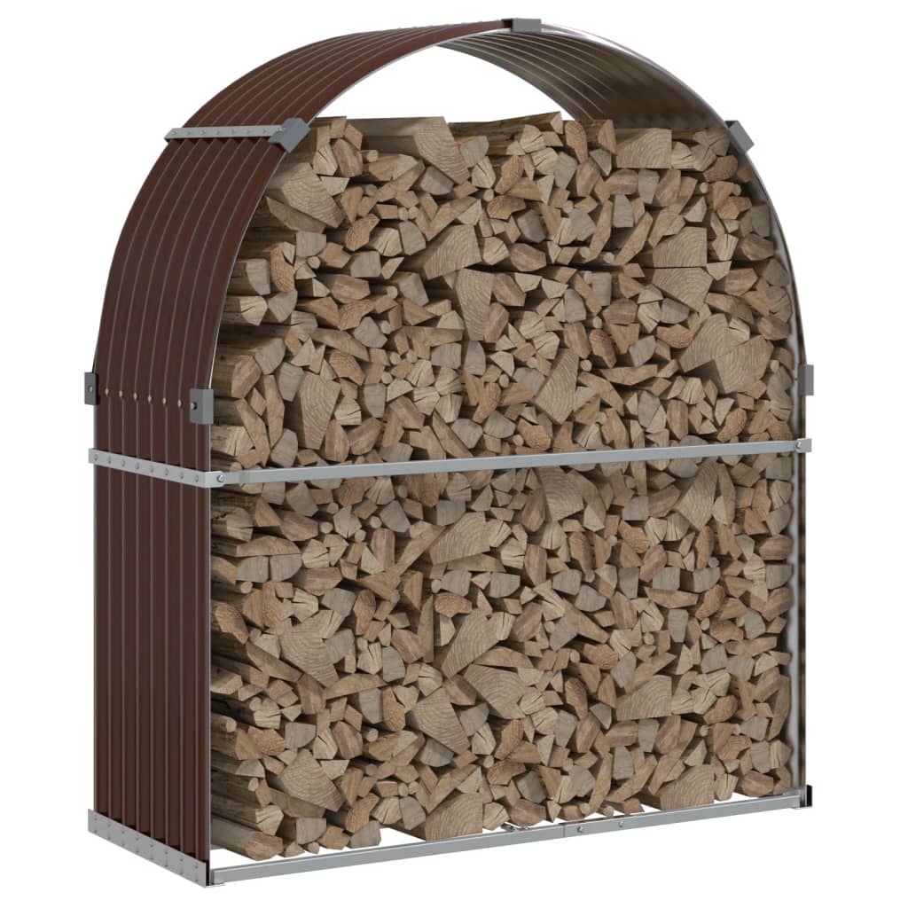Stockage de bois de chauffage Vidaxl 120x45x140 cm Brun en acier galvanisé