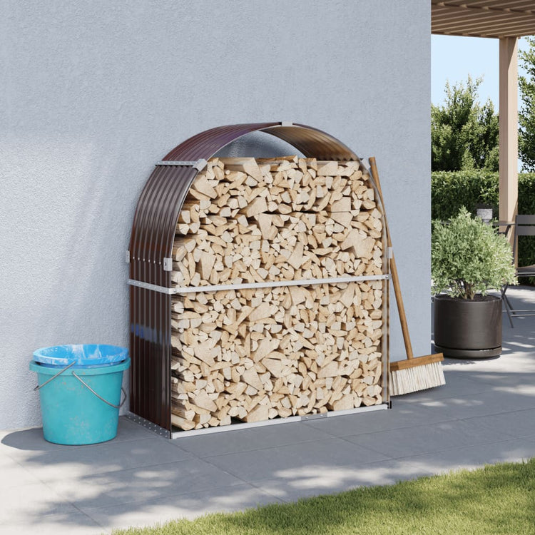 Stockage de bois de chauffage Vidaxl 120x45x140 cm Brun en acier galvanisé