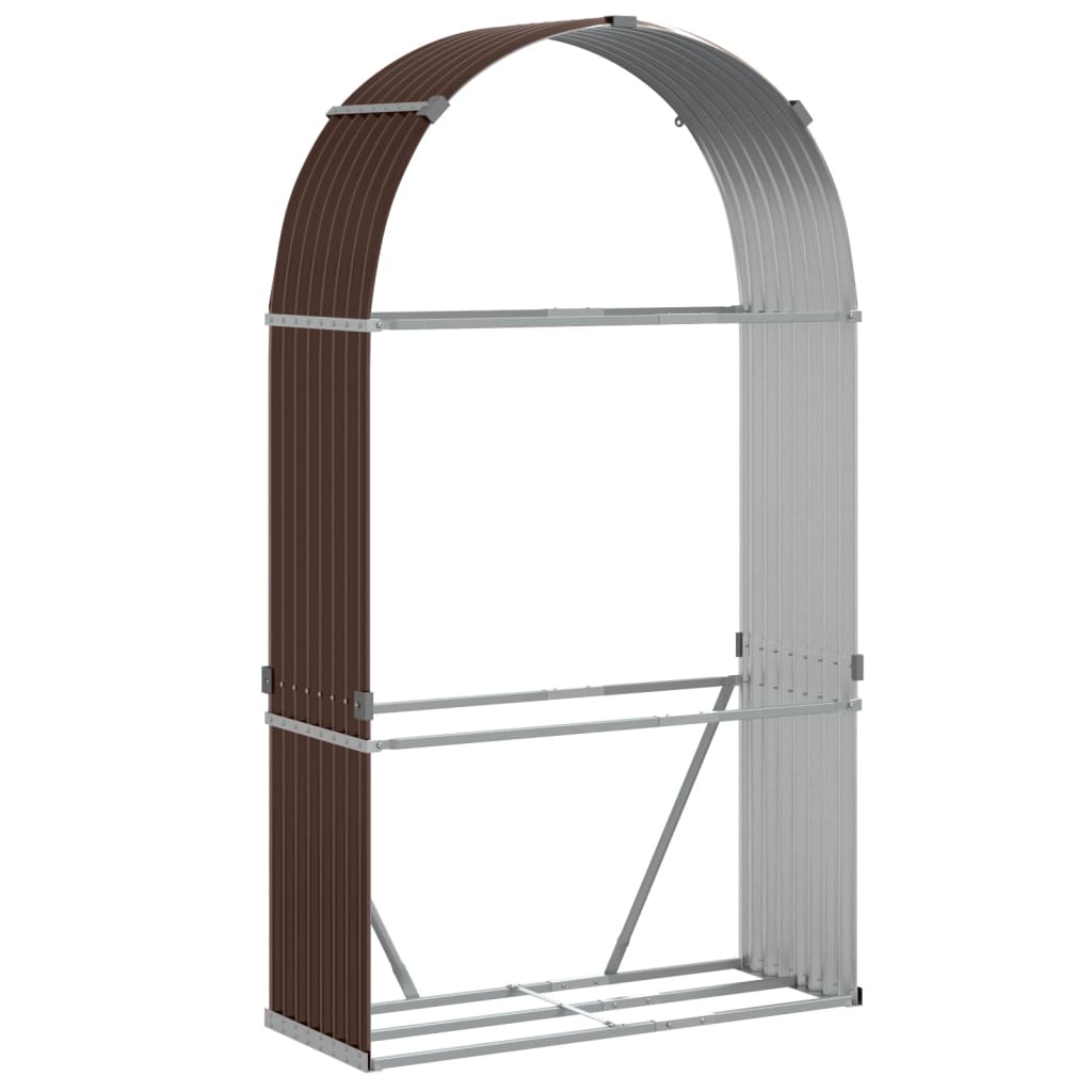 Stockage de bois de chauffage Vidaxl 120x45x210 cm Brun en acier galvanisé