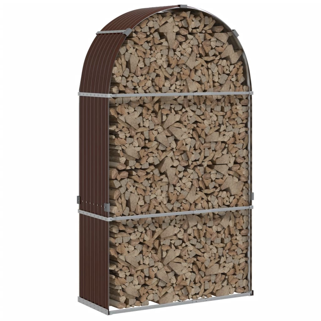Stockage de bois de chauffage Vidaxl 120x45x210 cm Brun en acier galvanisé