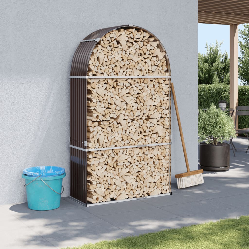 Stockage de bois de chauffage Vidaxl 120x45x210 cm Brun en acier galvanisé