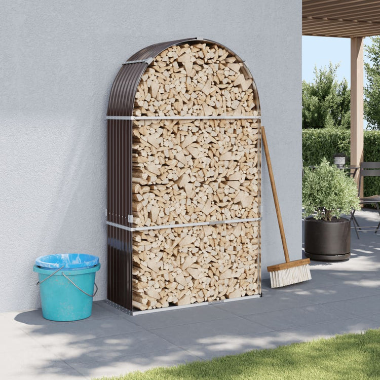 Stockage de bois de chauffage Vidaxl 120x45x210 cm Brun en acier galvanisé