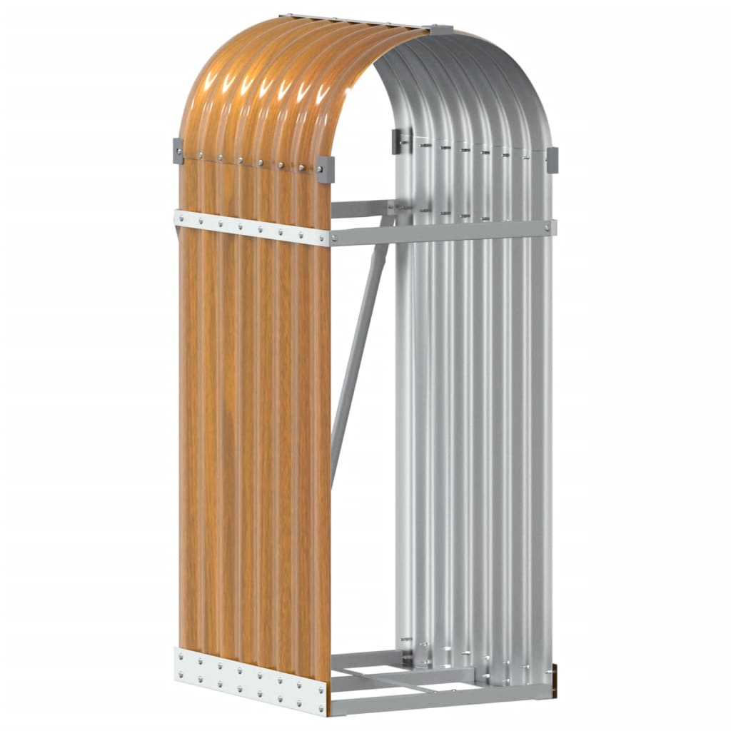 Stockage de bois de chauffage vidaxl 40x45x100 cm en acier galvanisé brun clair