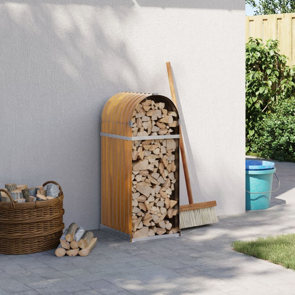 Stockage de bois de chauffage vidaxl 40x45x100 cm en acier galvanisé brun clair