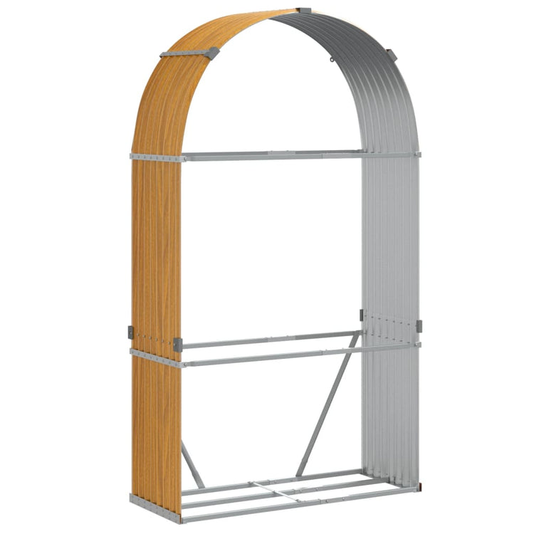 Stockage de bois de chauffage Vidaxl 120x45x210 cm en acier galvanisé brun clair