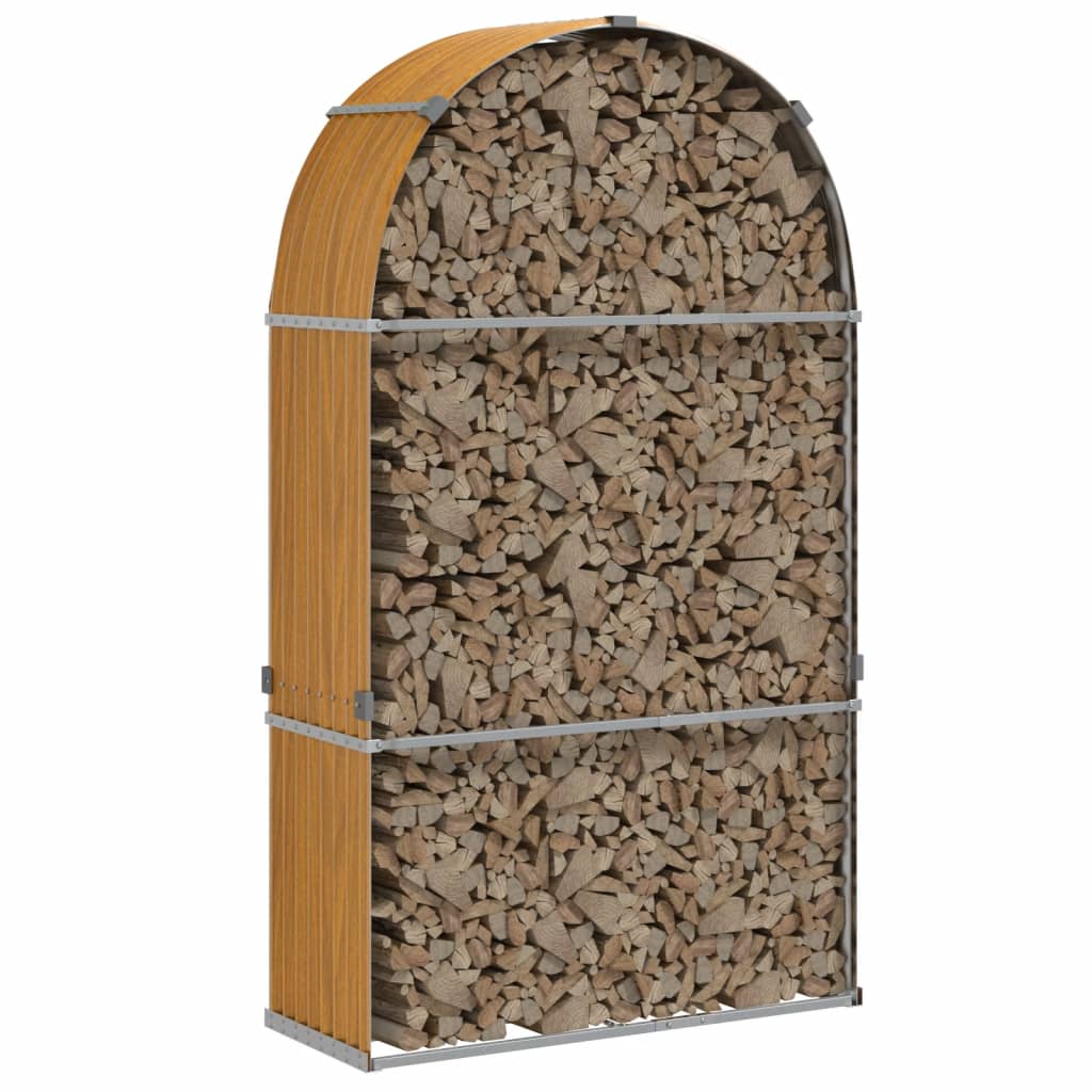 Stockage de bois de chauffage Vidaxl 120x45x210 cm en acier galvanisé brun clair