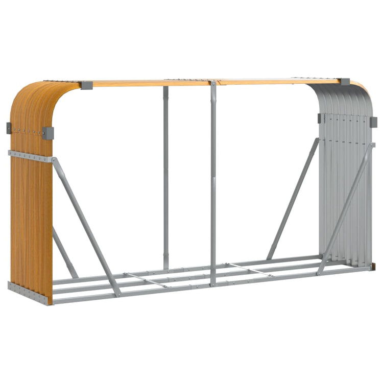 Stockage de bois de chauffage vidaxl 180x45x100 cm en acier galvanisé brun clair