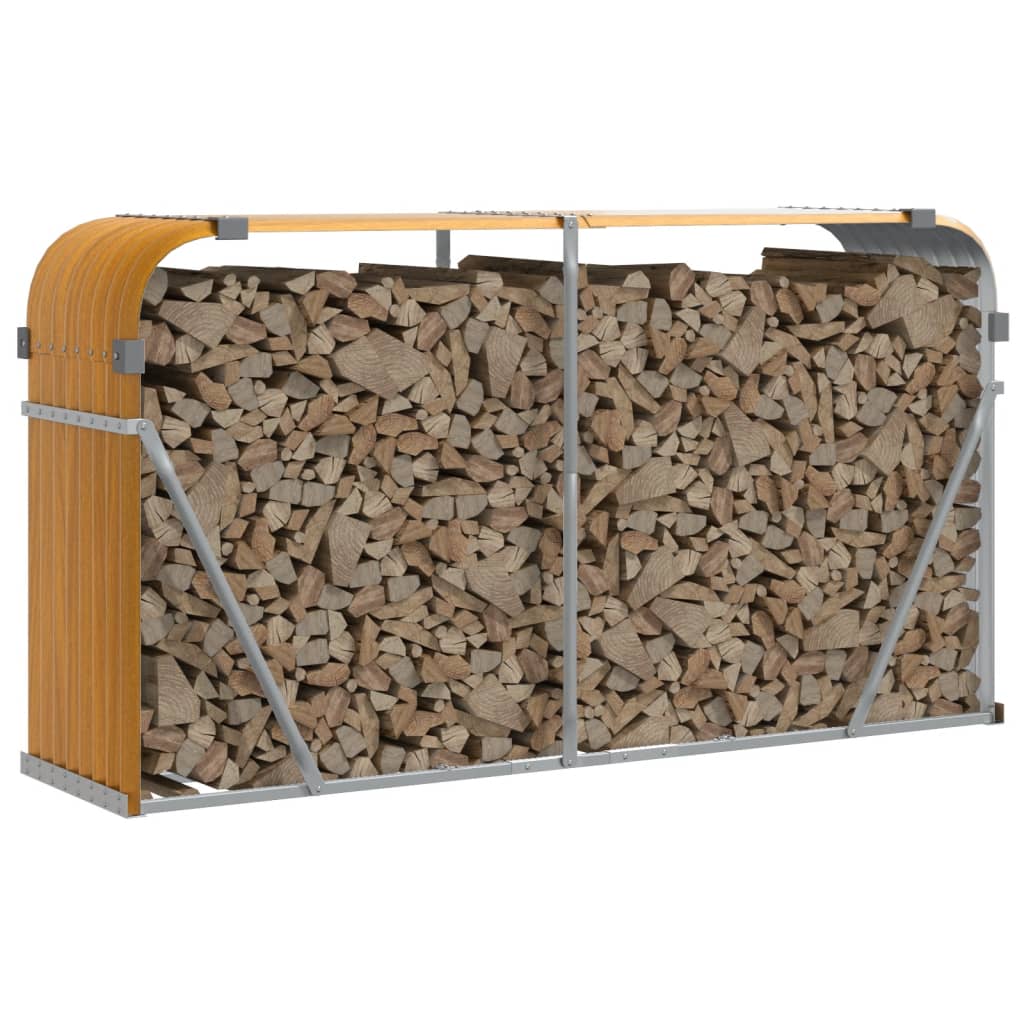 Stockage de bois de chauffage vidaxl 180x45x100 cm en acier galvanisé brun clair