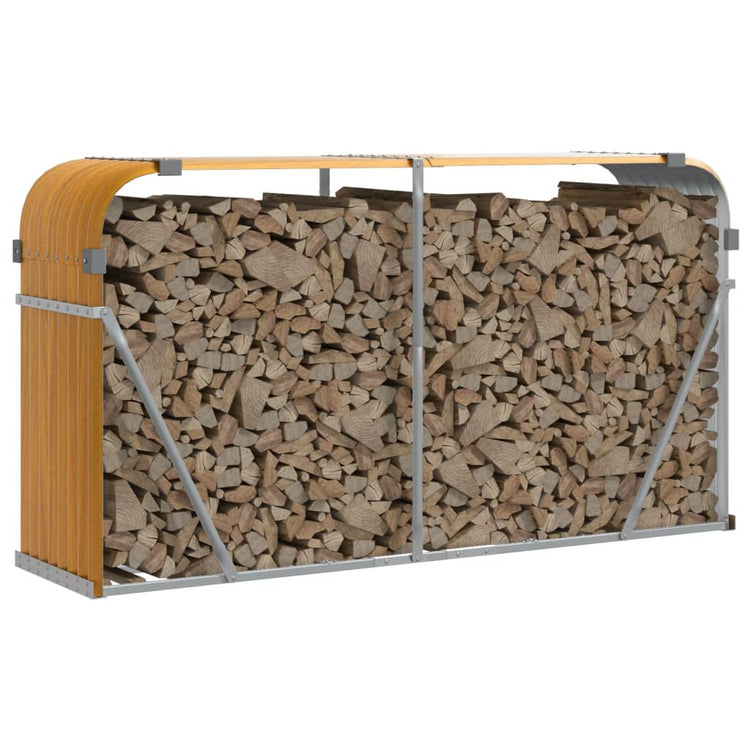 Stockage de bois de chauffage vidaxl 180x45x100 cm en acier galvanisé brun clair