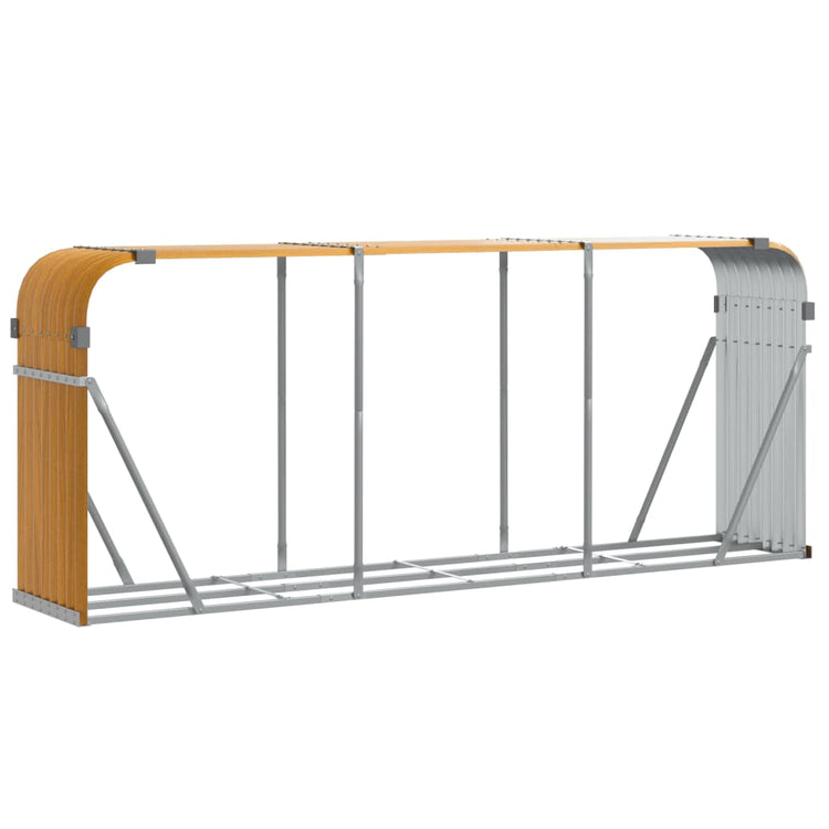 Stockage de bois de chauffage vidaxl 234x45x100 cm en acier galvanisé brun clair
