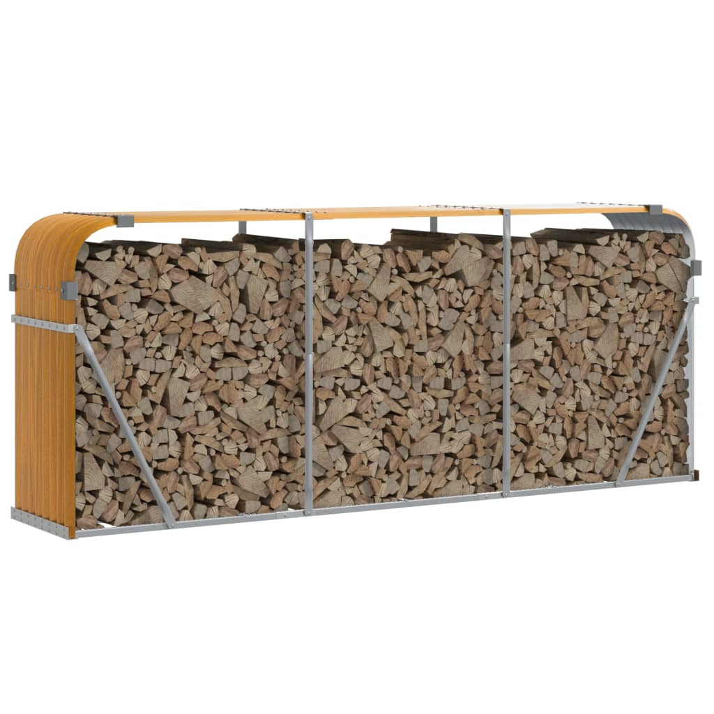 Stockage de bois de chauffage vidaxl 234x45x100 cm en acier galvanisé brun clair