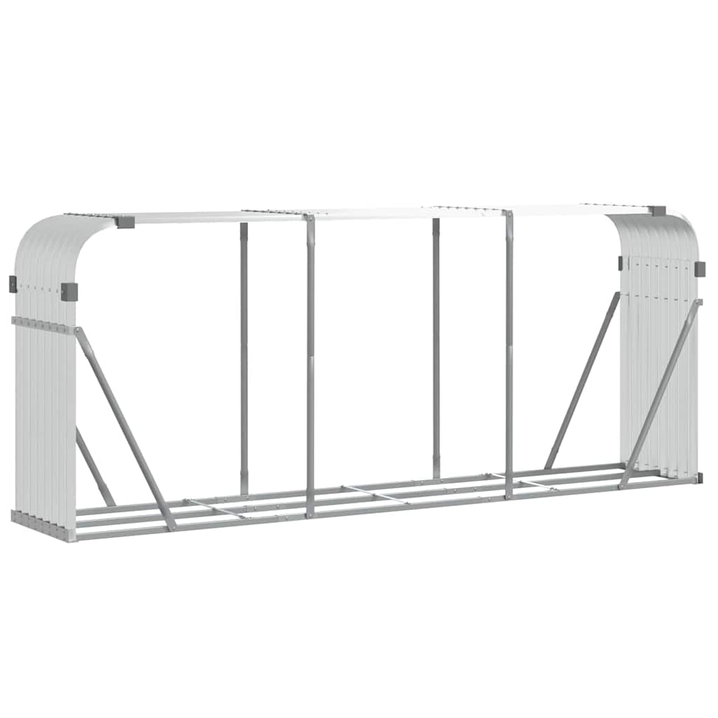 Stockage de bois de chauffage Vidaxl 234x45x100 cm Couleur en argent en acier galvanisé