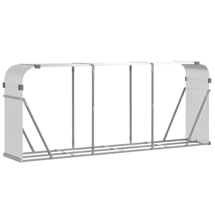 Stockage de bois de chauffage Vidaxl 234x45x100 cm Couleur en argent en acier galvanisé