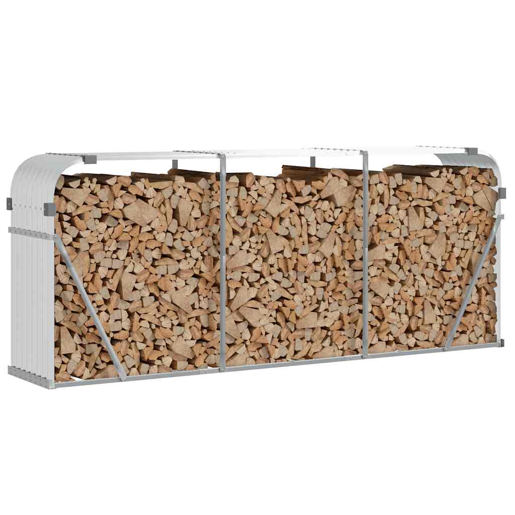 Stockage de bois de chauffage Vidaxl 234x45x100 cm Couleur en argent en acier galvanisé