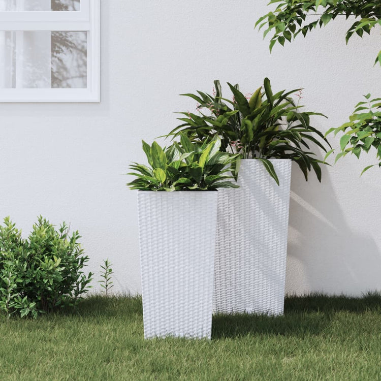Jardinière vidaxl avec look rattan bak amovible 11 26,5 l pp blanc