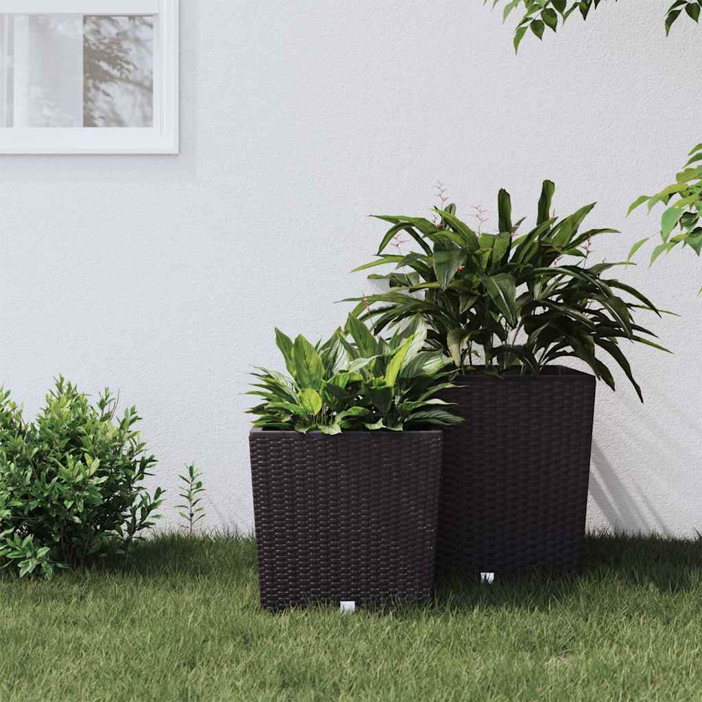 Jardinière vidaxl avec look rattan bak amovible 21 32 l pp marron