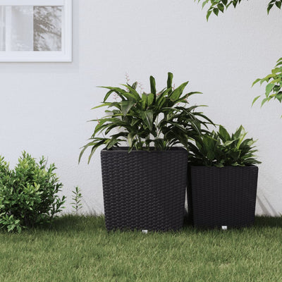 Jardinière vidaxl avec bak rattan amovible look 37 64 l pp anthracite