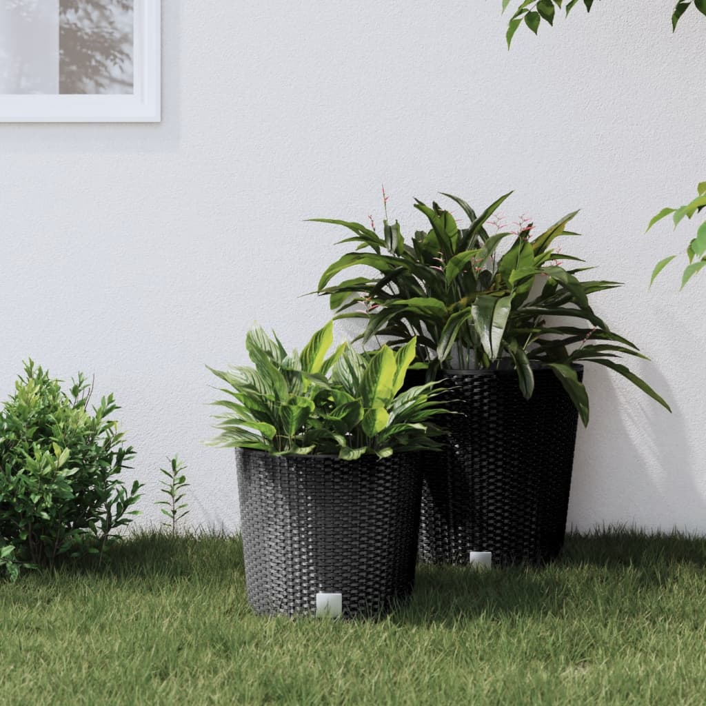 Vidaxl planteur amovible bak rattan look 15 15,3 l pp anthracite