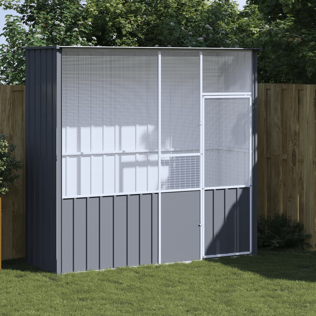 Vidaxl Bird Cage 215x78x200 cm Anthracite en acier galvanisé -colore
