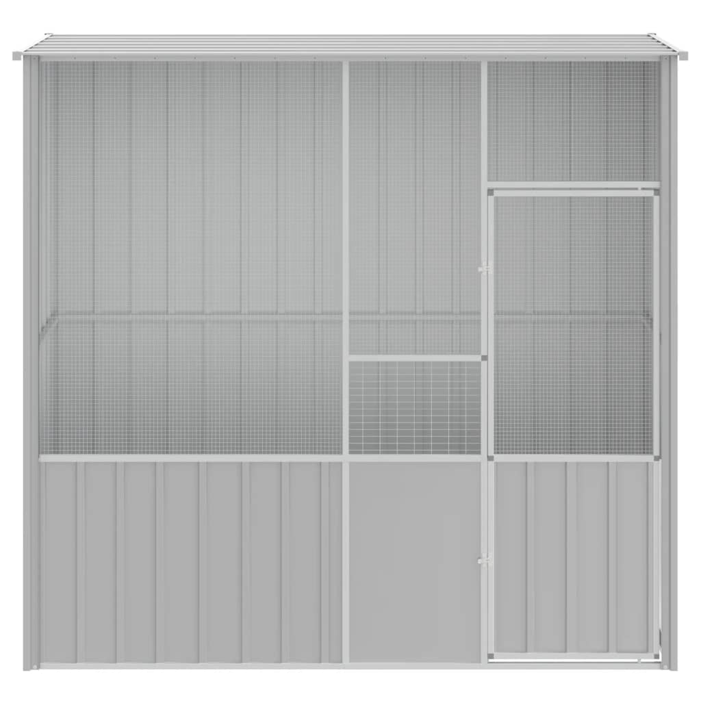 Vidaxl Bird Cage 215x78x200 cm Gray en acier galvanisé