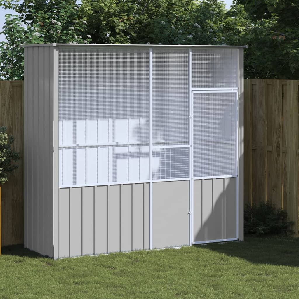 Vidaxl Bird Cage 215x78x200 cm Gray en acier galvanisé