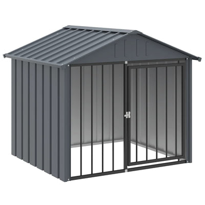 Loft de chien vidaxl avec toit 117x103x102 cm en acier galvanisé noir