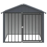 Loft de chien vidaxl avec toit 117x103x102 cm en acier galvanisé noir - afbeelding 3