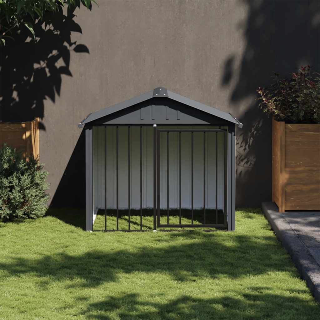 Loft de chien vidaxl avec toit 117x103x102 cm en acier galvanisé noir
